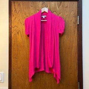 Y2K Hot Pink Short Sleeve Cardigan Size Medium